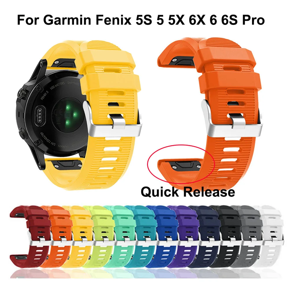 Ремешок для часов Garmin Fenix 6 6X 6S 5S 5X 5 Plus 3HR 20 22 26 мм силиконовый спортивный ремешок