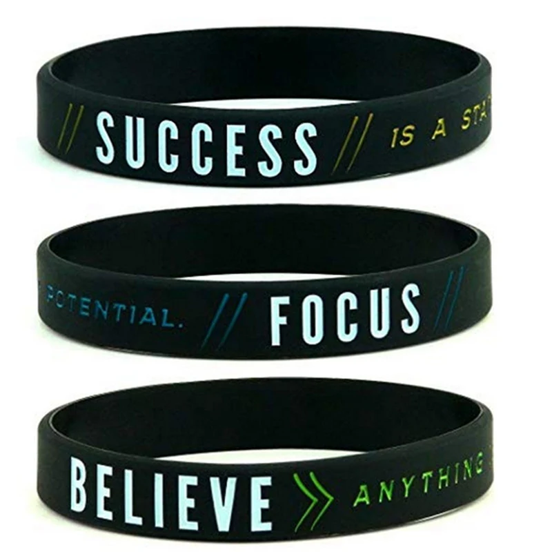 Bracelet Jewelry bracelet jewelry Success Focus & Believe Motivational Silicone Bracelets 20.2cm Soft Letter Hand Bracelets Men Women