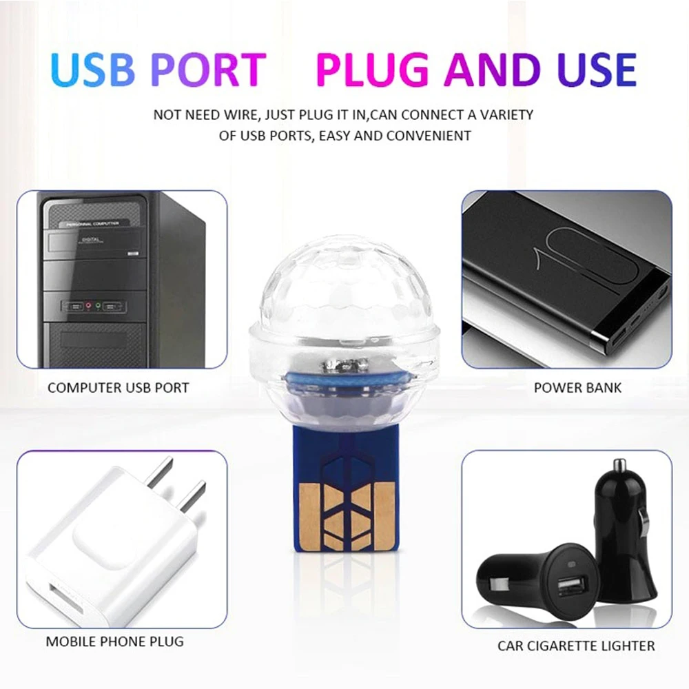 СВЕТОДИОДНЫЙ Автомобильный USB атмосферный свет DJ Мини красочная музыкальная лампа поверхность телефона для фестиваля Вечерние