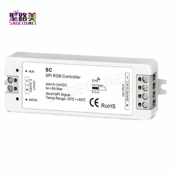

TM1809/LPD6803/WS2801/UCS1903/TLS3001/P9813 IC/WS2811/WS2812B SC+R9 RF SPI LED pixel controller DC5V 12V 24V input supports