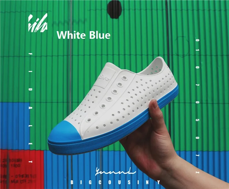 Г. Сандалии Мужская обувь из водонепроницаемого материала EVA Croc Literide женские сандалии пляжная обувь без шнуровки Размер 36-45 - Цвет: White blue