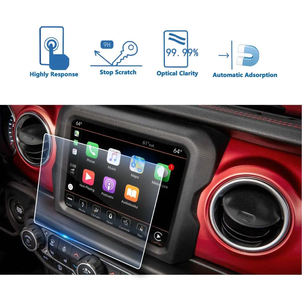 LFOTPP для Jeep Wrangler JL Uconnect автомобильный навигационный дисплей, закаленное стекло, защита экрана, авто интерьерная Защитная Наклейка