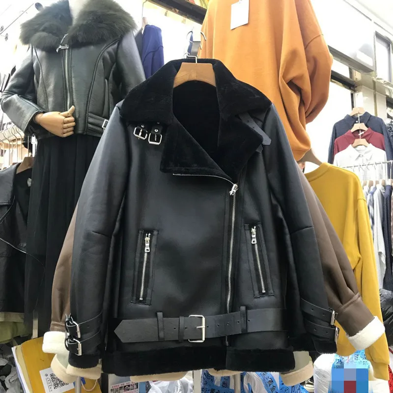 black EWQ/ Мужская куртка, новинка, Осень-зима, кашемировая кожа, на молнии, свободная, повседневная, уличная, с отворотом, мужская мода 9A437 - Цвет: black