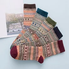 1 пара, повседневные мужские мягкие толстые теплые носки с кроличьей шерстью, теплые носки для зимы, мужские цветные Дышащие носки в стиле ретро
