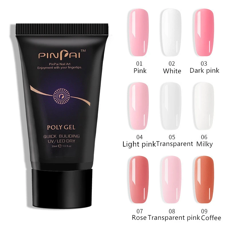30 мл прозрачный розовый полигель для ногтей УФ светодиодный акриловый гель
