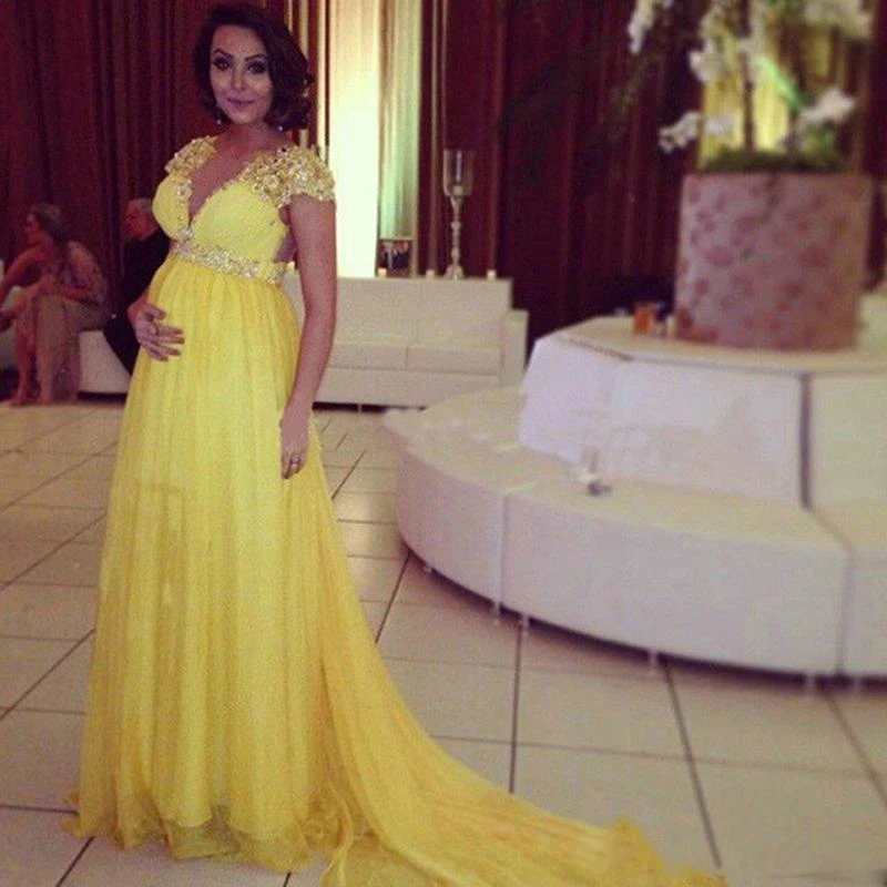 cap-sleeve-pregnant-evening-dresses-new-style-v-neck-chiffon-baby-shower-long-formal-party-gowns-custom-made-beadings-best-sale-pleated