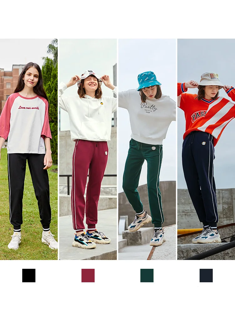 SEMIR повседневные женские брюки, осень, новая школьная форма, штаны, Свободные корейские ulzzang, контрастные цвета, хлопковые спортивные штаны для женщин