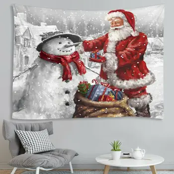 

Tapestry Snowman Wall Hanging Christmas Pattern Blanket Room Decor Home Christmas Deco Tapestries Square Acylic Tapestries