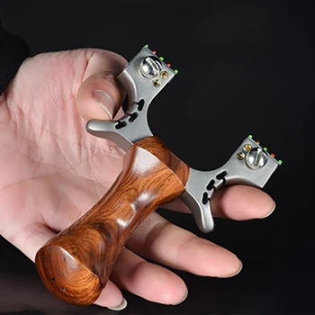 

Professional Flat Rubber Band Slingshot Stainless Steel Catapult +Wood Handle Outdoor High Precise Shooting Athletic Slingshots