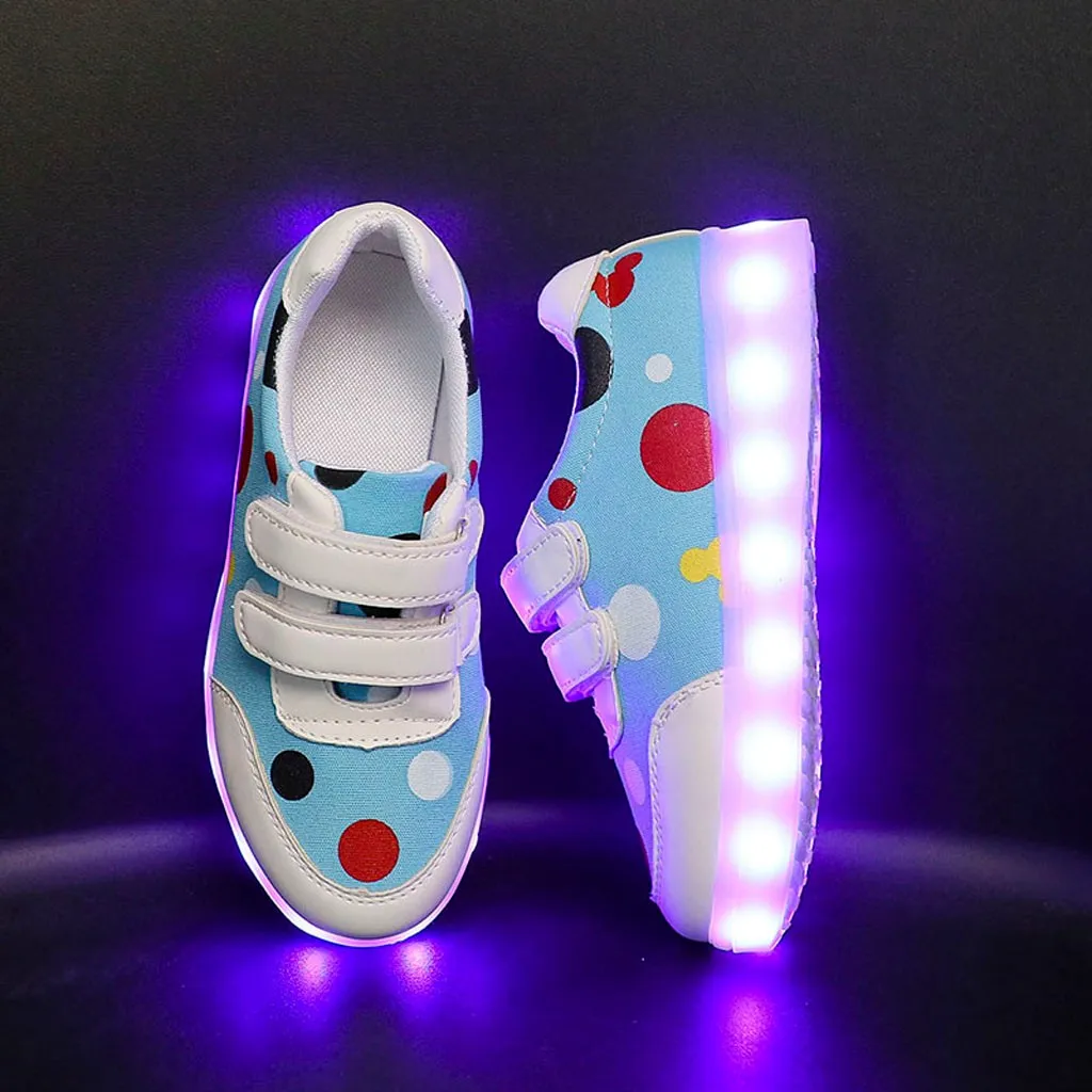 Детская обувь; детская зарядка; USB светодиодные кроссовки для девочек; Новинка; Брендовая обувь со стразами; Повседневная обувь; легкие Прогулочные кроссовки