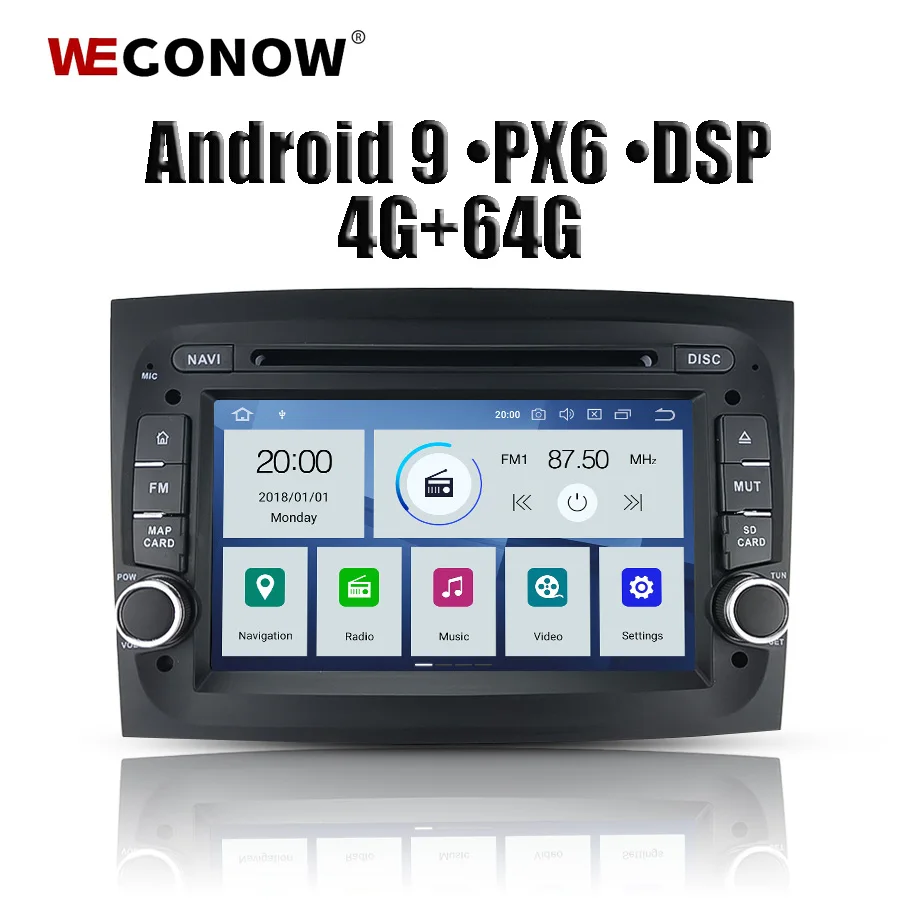 DSP PX6 ips Android 9,0 4 Гб Оперативная память 64 ГБ Автомобильный DVD плеер gps google map Wifi радио RDS Bluetooth 4,2 для Fiat Doblo