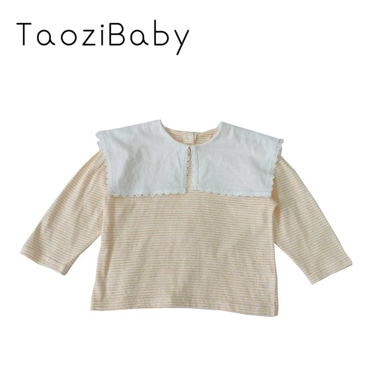 

Children's Bottoming Shirt 2020 Spring New Girls' Korean Version Baby Shirt All Cotton Navy Style Large Lapel shirts