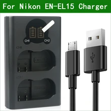 Chargeur de batterie double USB EN-EL15 EL15 MH-25 MH-25a, pour Nikon D800E D810A D7000 D7100 D7200 D7500 Z6 Z7