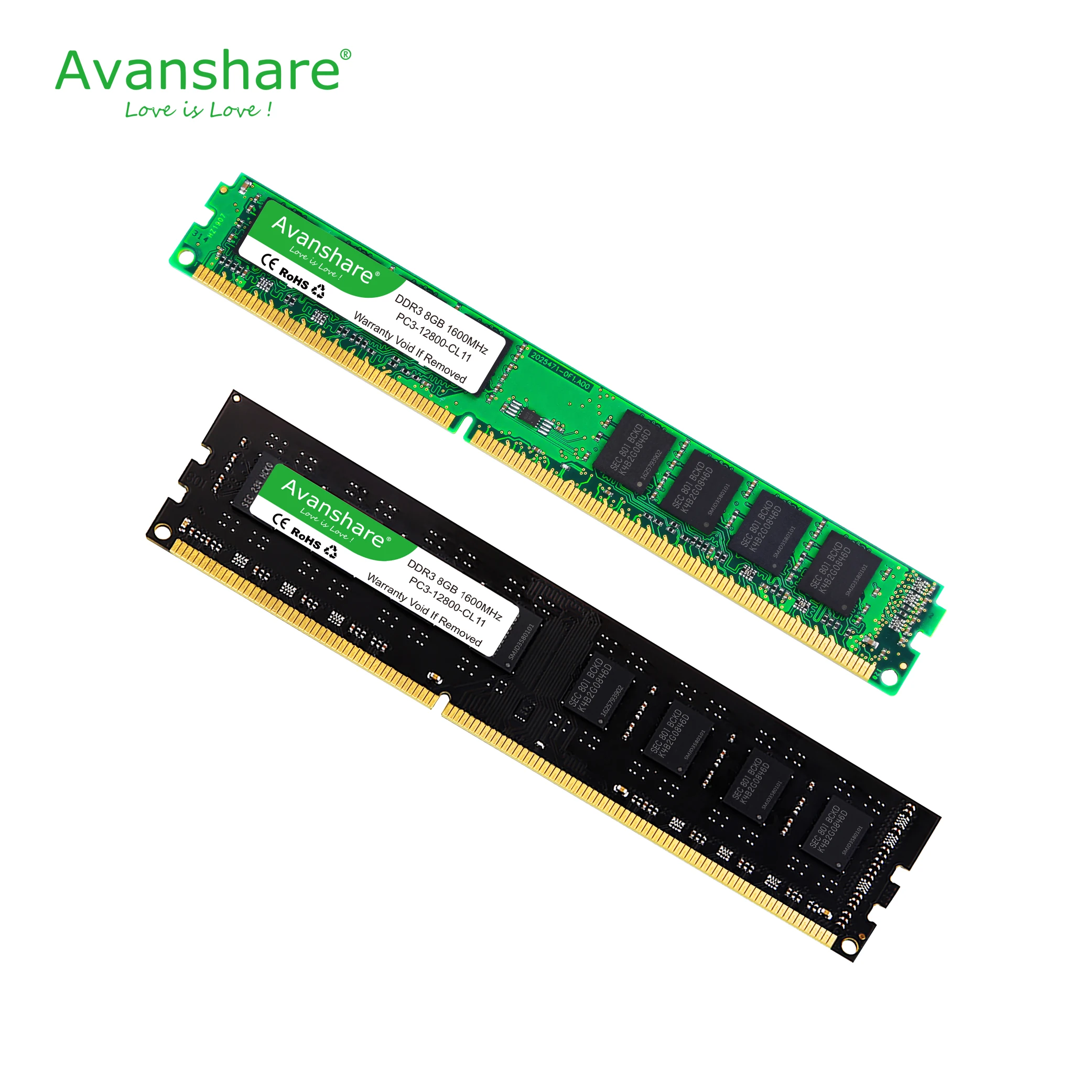 Оперативная память Avanshare DDR3 4 ГБ/8 ГБ 1333 МГц/1600 МГц и 2 Гб 1333 МГц для настольных ПК 240pin 1,5 в DIMM Intel/AMD