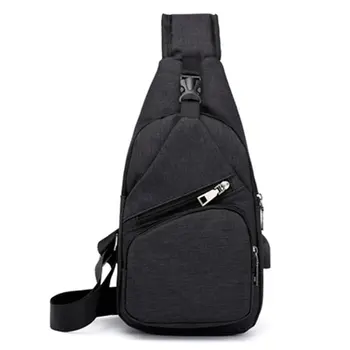 

Anti Theft Chest Bag Men'S Fashion Trend Practical Canvas Waist Usb Charging Man Woman Shoulder Bag Crossbody Bag