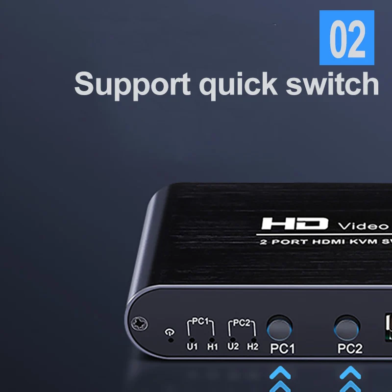 HD 4K HDMI-Compatible  USB KVM Switch PC Sharing Keyboard Mouse Hotkey Printer Plug And Paly Out USB Box Video Display Splitter