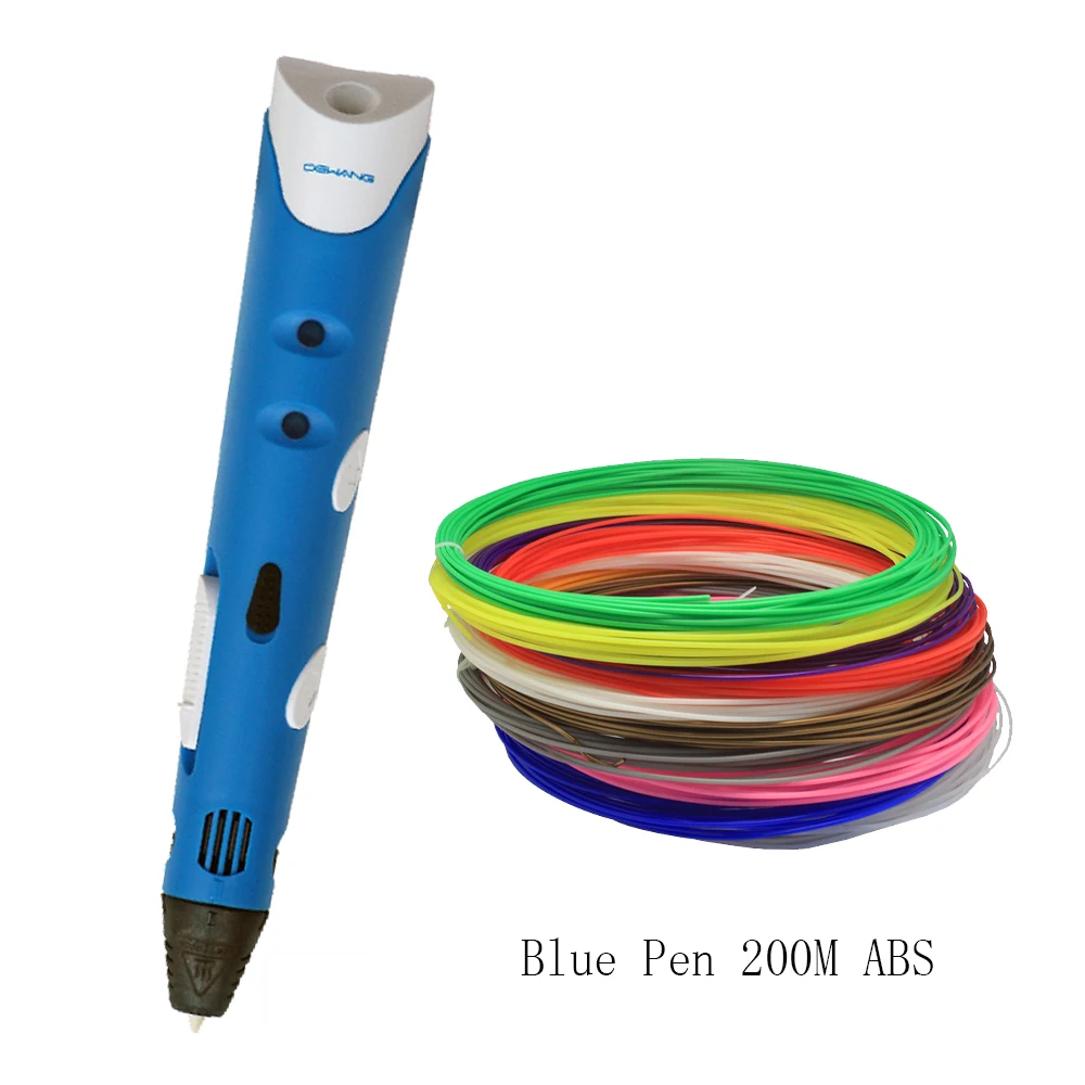 Blue Pen 5M PLA DEWANG 3D Ручка для печати забавная и простая в использовании простая ручная 3d-ручка для принтера 5 м 10 цветов для ваших детей интересный подарок для всех возрастов - Цвет: Blue Pen 5M PLA