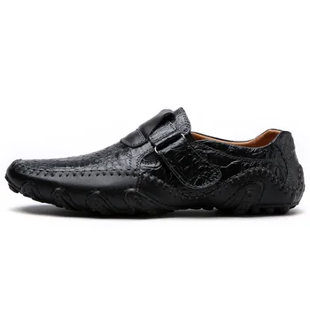 

Plus Szie Mens Shoes Casual Genuine Leather Luxury Brand Men Loafers Italian Breathable Driving Shoes Slip On Moccasins
