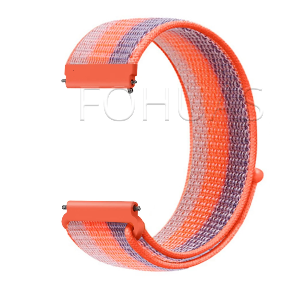 Orange Blue Нейлоновый ремешок 20 мм 22 мм для Xiaomi Amazfit Gtr 47 мм samsung Galaxy Watch 42 мм 46 мм Active gear S3 классический ремешок HUAWEI WATCH 2 Pro - Цвет ремешка: Orange Blue