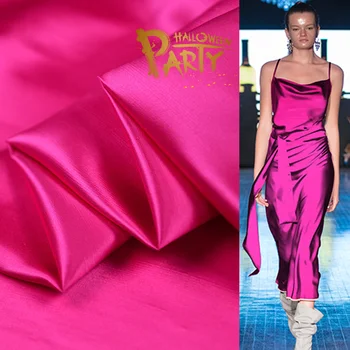 

Positive Red Crisp 100% Silk Dupion Fabric for Women Dress Suit 114cm Wide 23 Momme Pure Color Fashion Cloth for Diy Sewing Sale