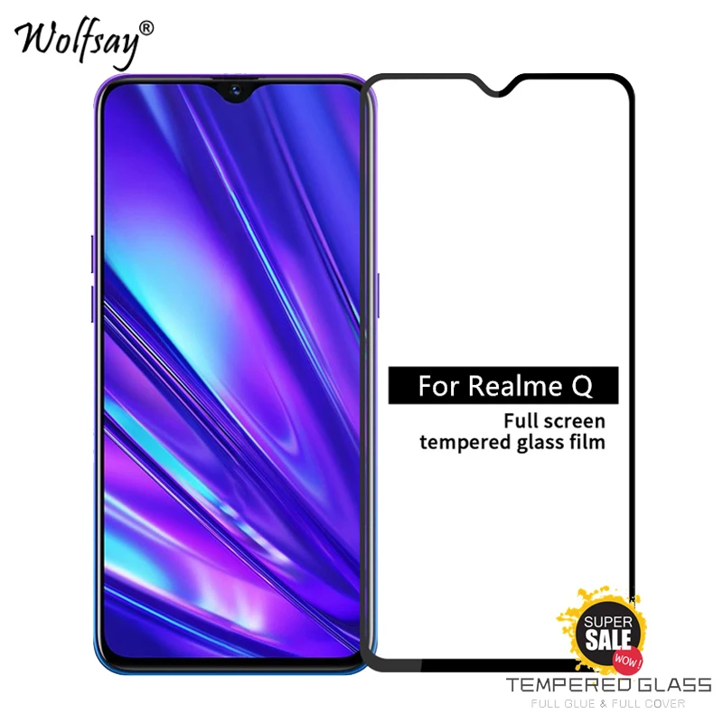 Полный клей крышка стекла для OPPO Realme Q Закаленное стекло протектор экрана для OPPO Realme Q стеклянная пленка для телефона для RealmeQ протектор
