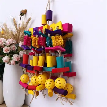 

Parrot Grinding Chewing Toys Bird Tearing Toys Multicolored Natural Wooden Blocks Parrot Cage Accessories for Pet Bird Parrot