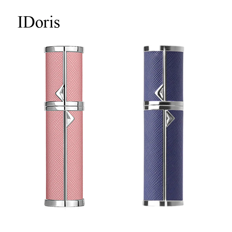 

IDoris 2Pcs 2 color Metal Case Glass Tank Perfume Bottle Aluminum Nozzle Spray Refillable Bottle Parfum Cosmetic Glass Container