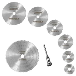 Lames de roue de scie circulaire en métal, Mini lames de scie en acier à haute vitesse avec mandrins perceuse entrepôt rotatif découpe du bois 7 pièces 