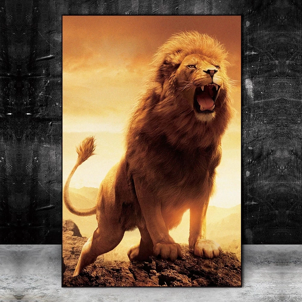 African Roaring Wild Lion Canvas Paintings On the Wall Art Posters And Prints Black White Animals Pictures Home Decor | Дом и сад