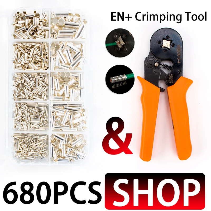 100PCS EN Wire Connector Ferrules Electrical Cable Terminal Copper Bare Tinned Crimp Terminal 0.5mm2-16mm2 AWG 22-10 100PCS EN Wire Connector Ferrules Electrical Cable Terminal Copper Bare Tinned Crimp Terminal 0.5mm2-16mm2 AWG 22-10