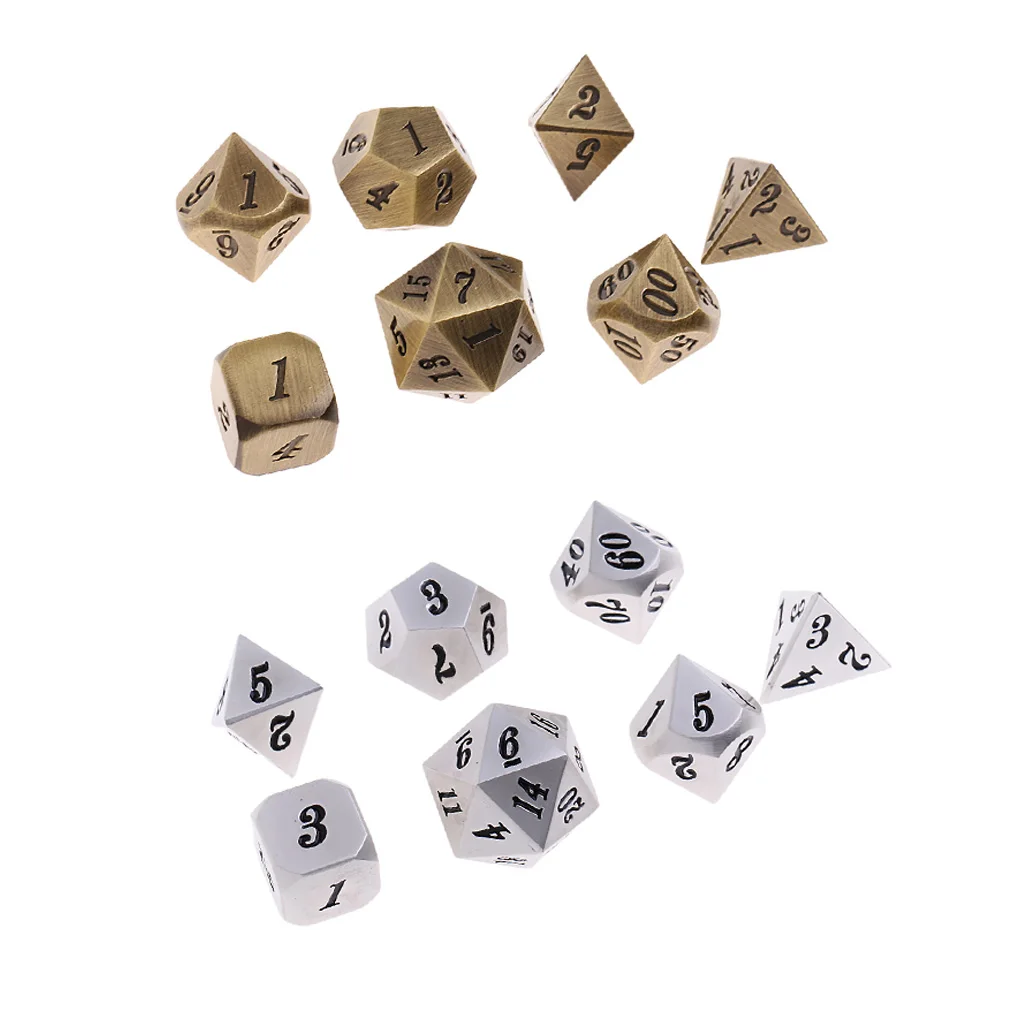 14x кубики цинковый сплав D6 D8 D10 D12 D20 ролевые игры для взрослых вечерние Pub Fun