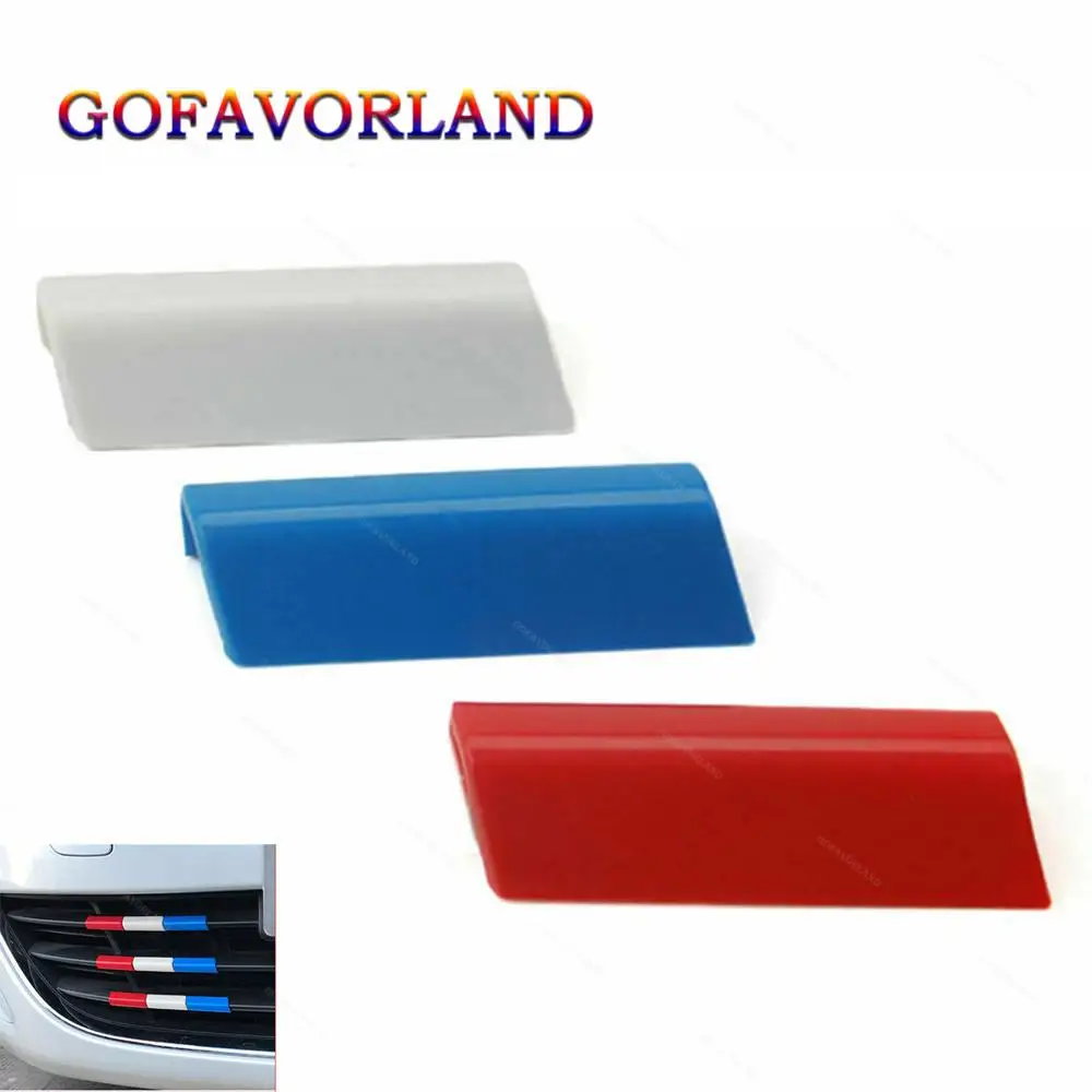 Set of 3Pcs Car Front Grille Grill Cover Trim France Flag Color Plastic Fit For Peugeot 301 4008 308 408 bug deflector