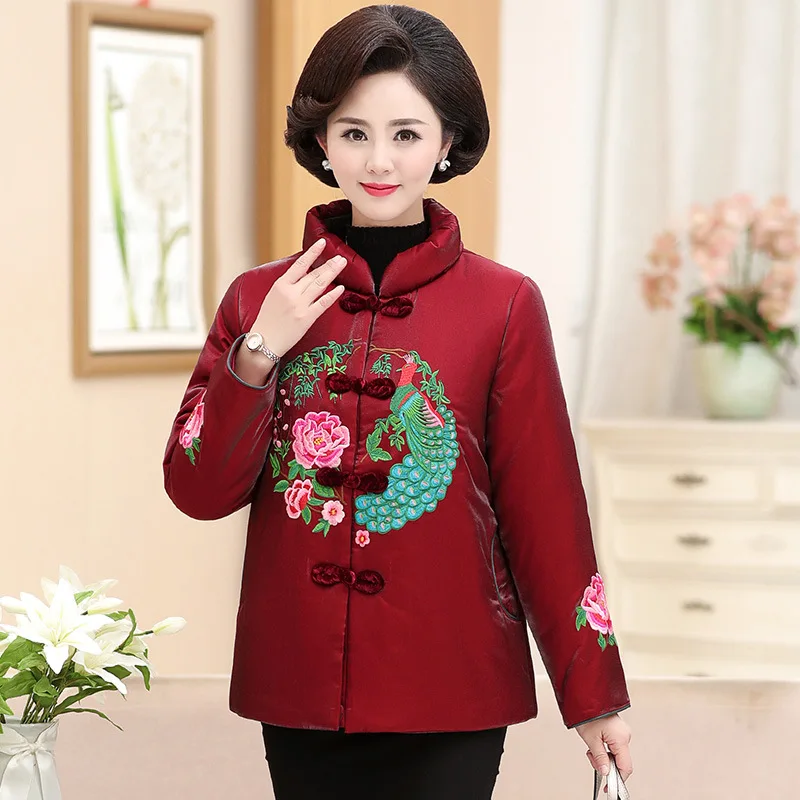 

Middle-aged Women Dress Winter down Jacket Cotton-padded Clothes Coat Middle-aged Women's Short Brushed And Thick Cotton-padded
