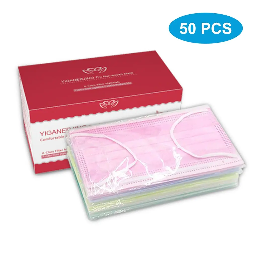 

50Pcs Non-woven Disposable Mouth Masks Adult Anti Haze Mask Anti-dust Mouth Masks Windproof Mouth Face Masks