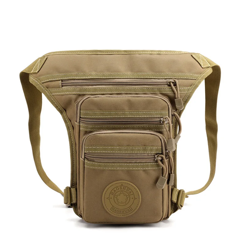 Khaki Leg Bag Мужские камуфляжные поясные сумки из нейлона, мотоциклетная сумка на бедро, водонепроницаемая поясная сумка, Повседневная поясная сумка для путешествий, мужские сумки через плечо - Цвет: Khaki Leg Bag