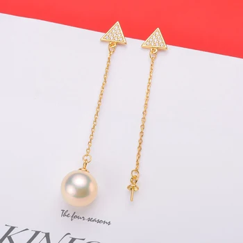 

Real Solid 925 Sterling Silver Pearl Stud Earrings Accessories Findings DIY Jewelry Ear Hook Blank Empty Support