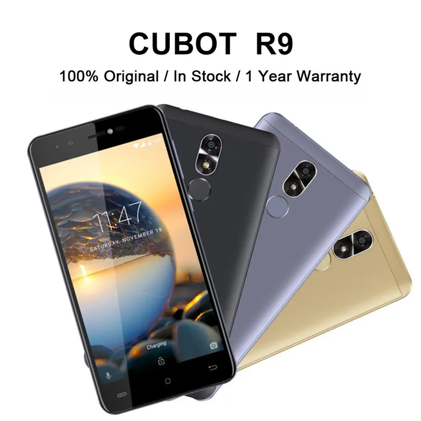 CUBOT R9 Smartphone 5,0 pulgadas 13MP cámara trasera MT6580 Quad Core 2GB + 16GB Mermory batería extraíble de 2600mAh Android 7 Dual Sim