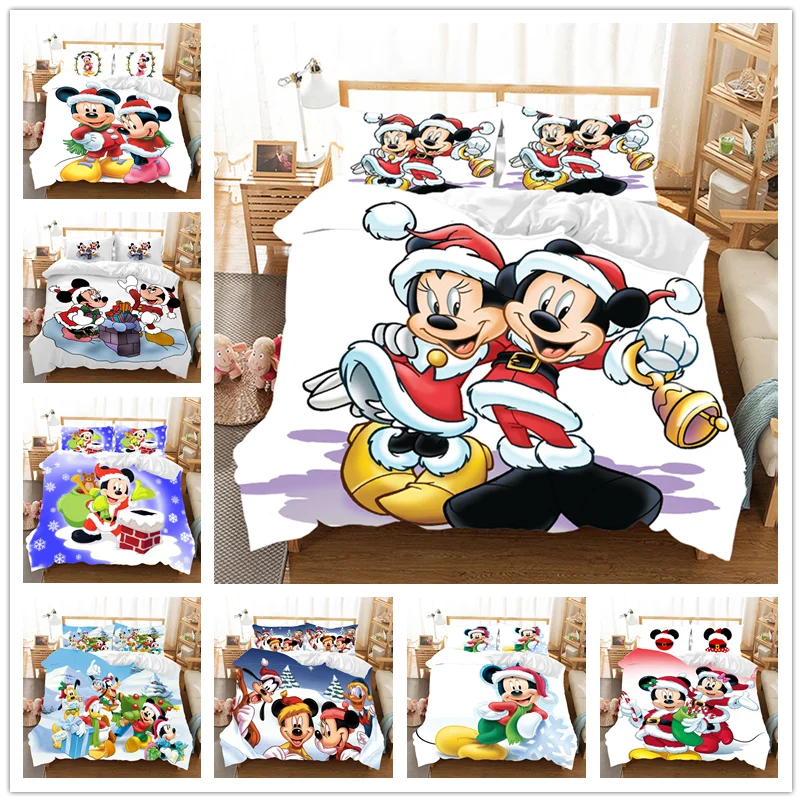 

Disney Mickey Minnie Christmas Bedding Set Duvet Cover Queen King Size Children Gift Nightmare Before Christmas