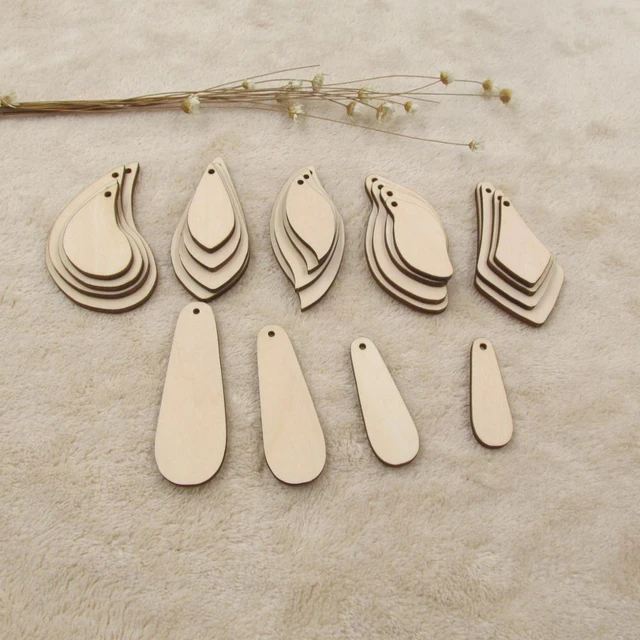 Teardrop Unfinished Wood Earring Blank, Teardrop Earring Blanks