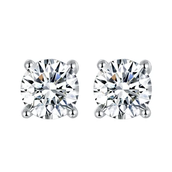 

Pure 18K White Gold Moissanite Earrings 6.5mm/piece Total 2ct DF Color Engagement wedding earrings for woman