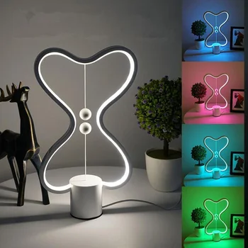 

7 Colors Heng Balance LED Night Lamp USB Powered Heart Shape Night Light With Magnetic Switch For Bedroom Decor Gift