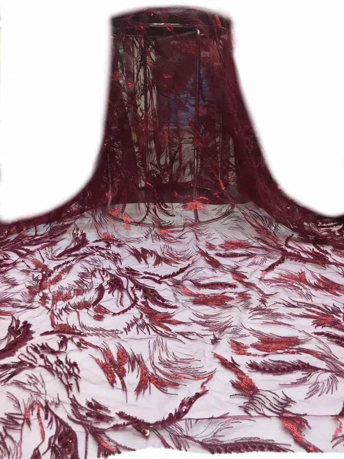 

French lace fabric 5yds/pce sequins embroidery mesh fabrics women gorgeous luxury lagos party event bright dress 2020 nigerian