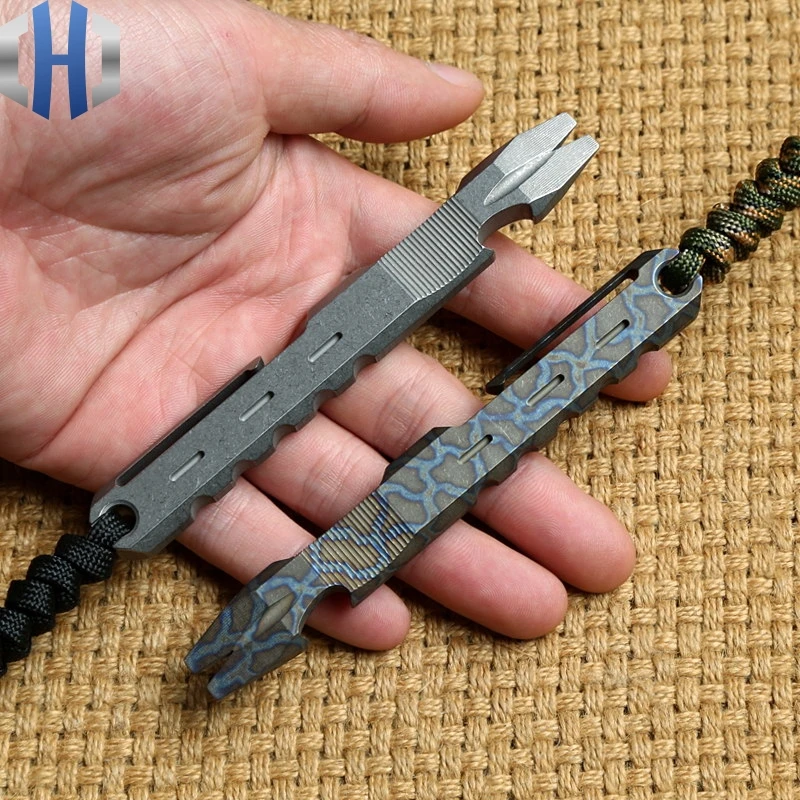 Solid TC4 Titanium Alloy Outdoor EDC Multi Tools Crowbar Pry Bar Screwdriver