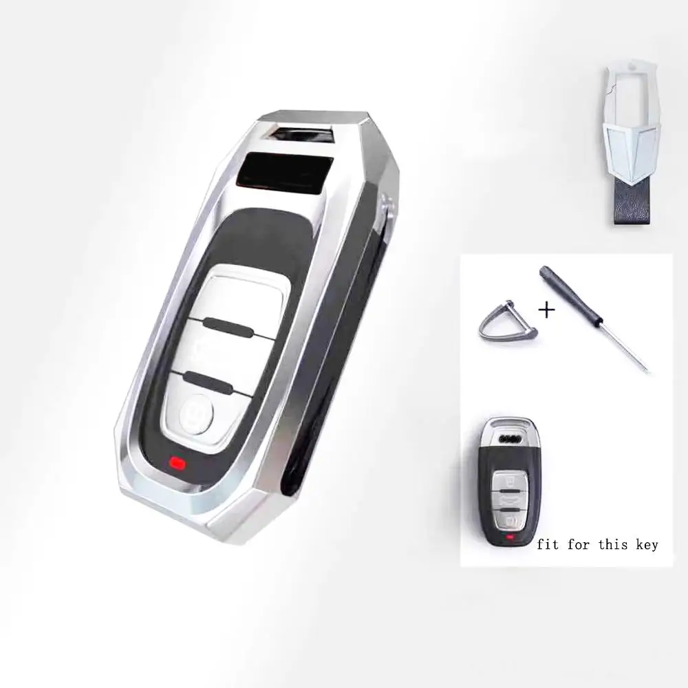 Silver A High-quality Metal Car Key Cover Case For Audi A4 New A4L A5 A6L QT S5 S7 Q7 TTS Auto Protection Key Shell Car Accessories - Название цвета: Silver A