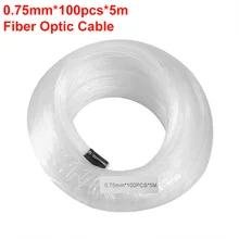 Câble de Fiber optique en plastique PMMA, 0.75mm x 100 pièces x 5M, lueur d'extrémité, pour tous les types de moteur lumineux LED, bricolage effet ciel étoilé