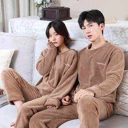 Thick Warm Pajamas For Couples Set Coral Fleece Homewear Winter Lounge Men's Clothing Soft Loose Pajamas Women Home Clothes Suit