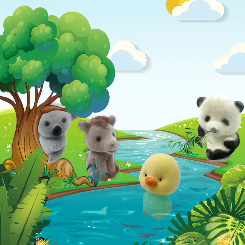 

Hot Sales Model PVC Flocked Animal doll Capsule Toy Mini Garage Kit 3D Model Ornaments Micro Landscape Accessories