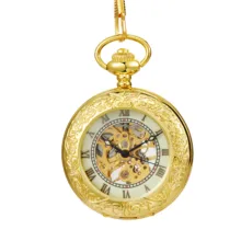 

Gold Mechanical Hand Wind Antique Pocket Watch Exquisite Roman Numerals Display Luxurious Atmosphere Pendant Clock Gifts Elder