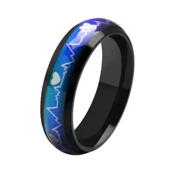 

Electroplating temperature ring creative personality ECG color ring heartbeat titanium steel couple ring