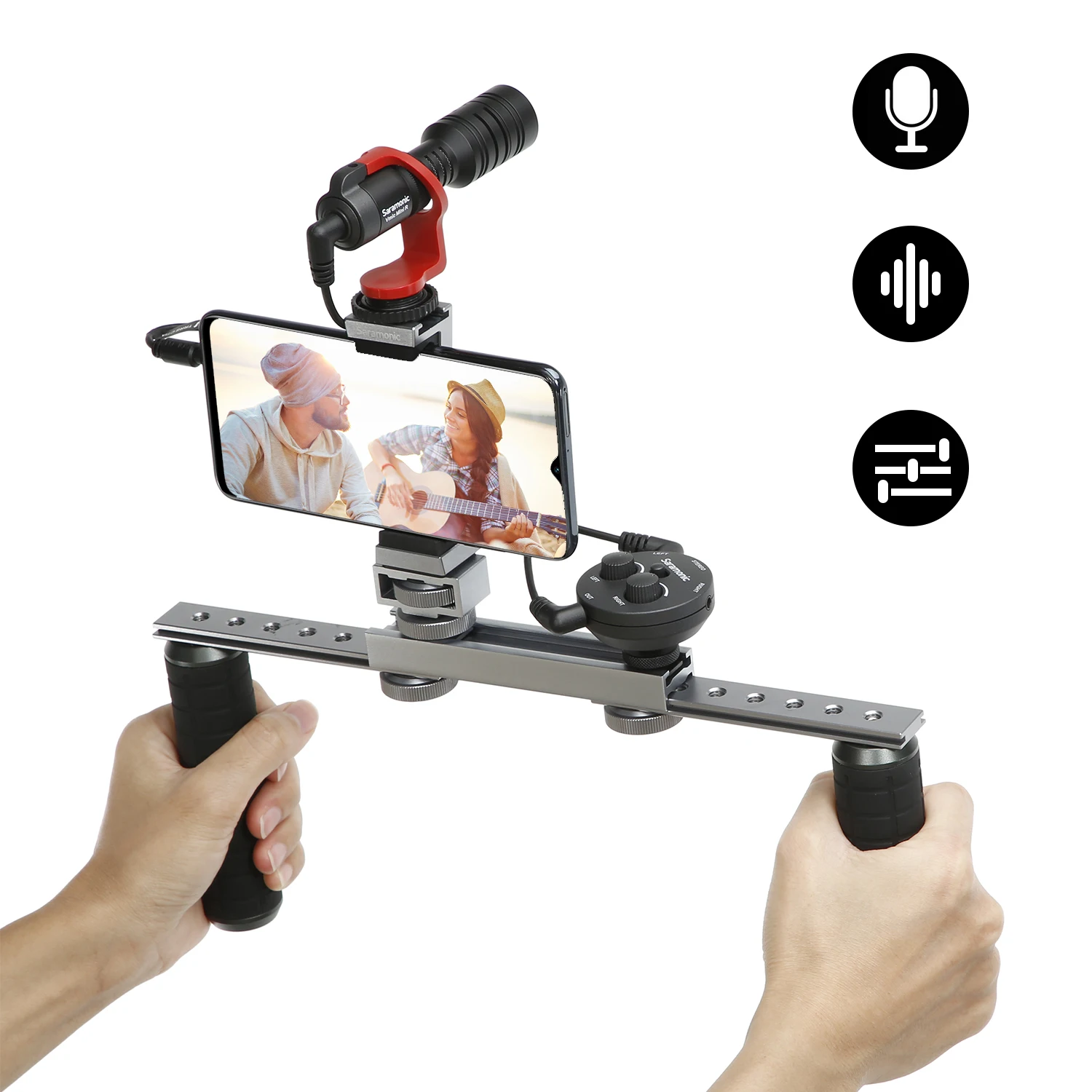 Adaptador de Áudio Canais sem Bateria para Dslr Câmera de Vídeo sem Espelho Gravadores de Smartphones Adaptador com Microfone de 2 Saramonic Ax1 - Image 4